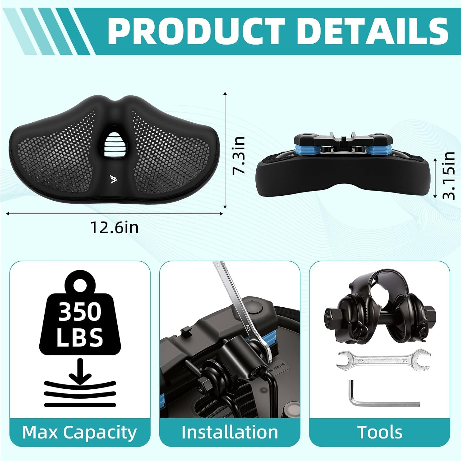 Extra Wide Noseless Bike Seat Cushion for Men Women Memory Foam Filling Large Bi