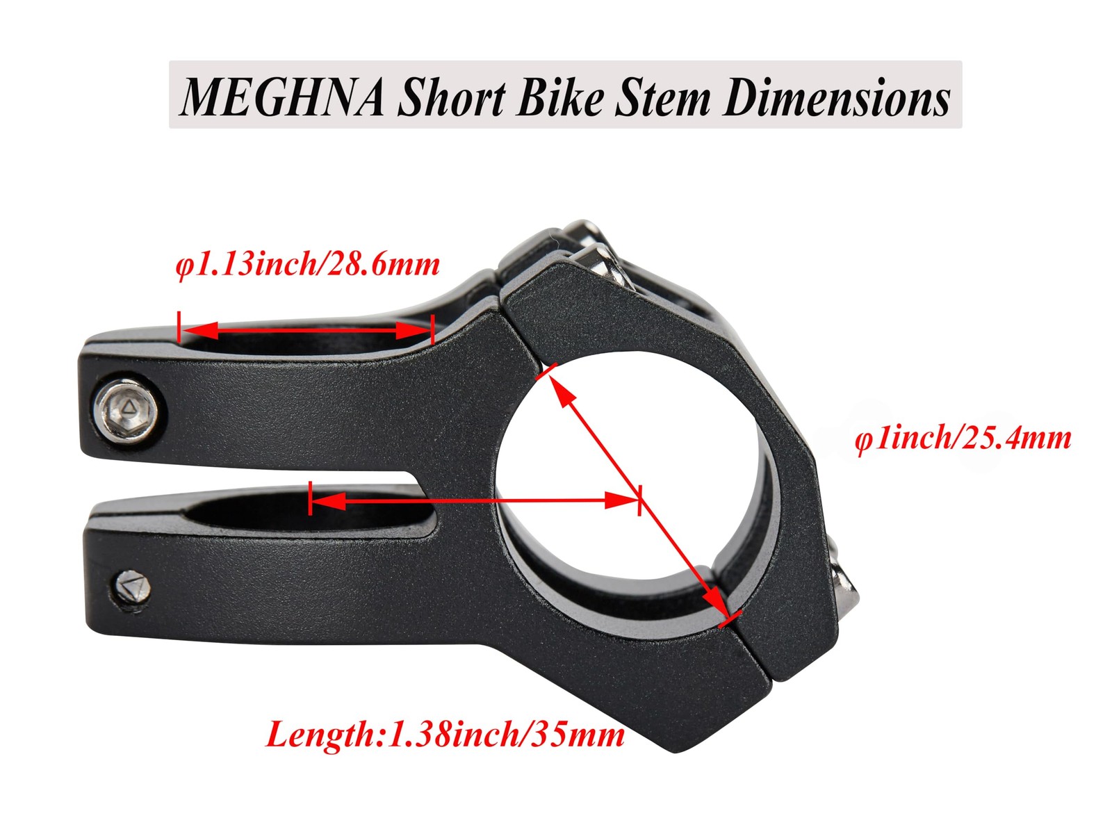 MEGHNA Bike Short Stem φ25.4mm Handlebar 35mm Length Aluminium φ 25.4 mm
