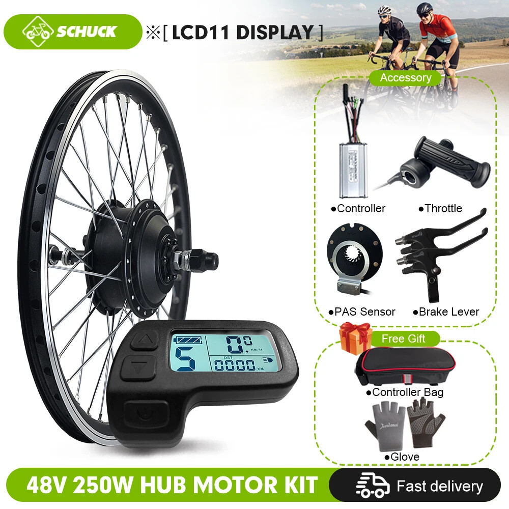 36V 48V 250W Electric Bike Brushless Rear Hub Motor Conversion Kit 16-29″ 700C