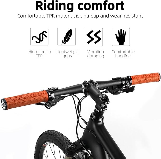 ROCKBROS Bike Handlebar Grips Double Lock-on Ergonomic Non-Slip Rubber Hand Grip