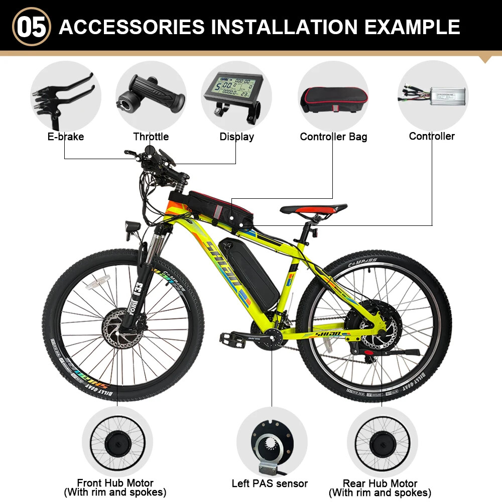 250W/350W/500W 36V 48V E-bike Conversion Kit Rear Cassette Wheel Hub Motor Kit