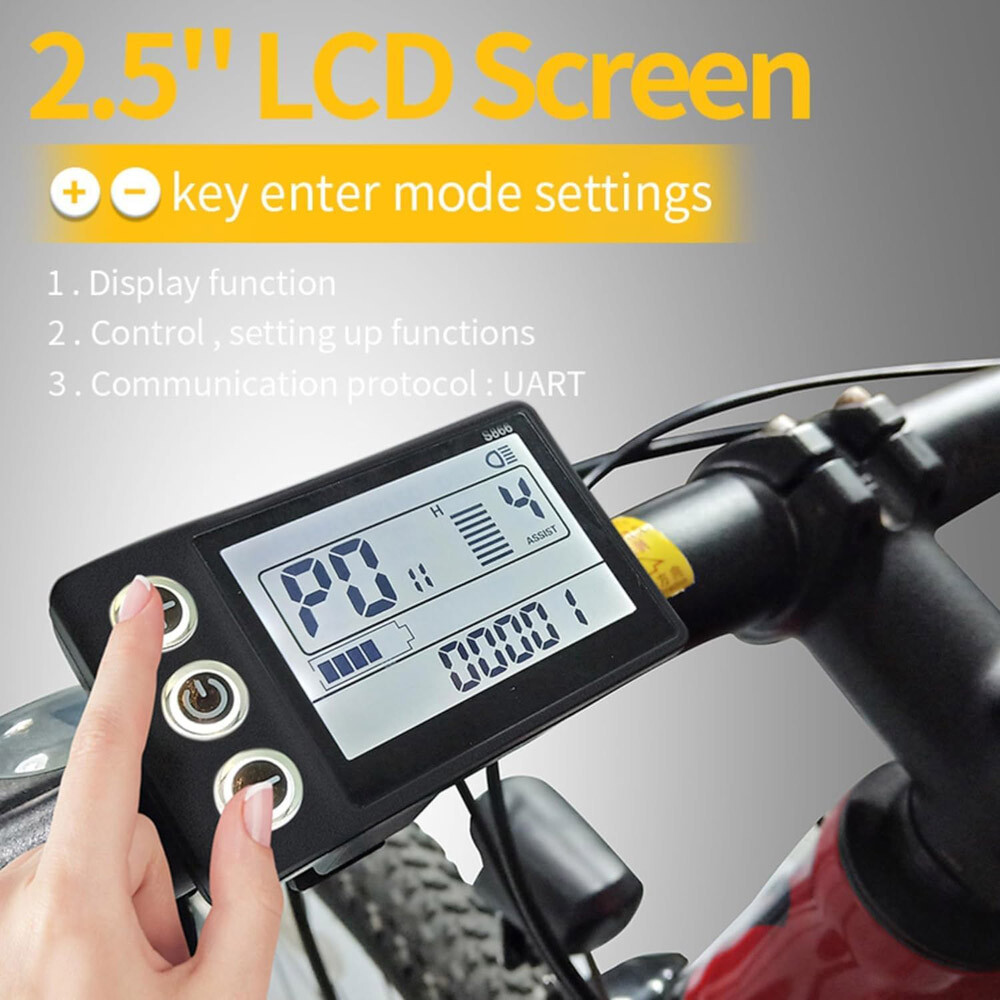 For E-bike Lcd Display 24V/36V/48V Mini E-Bicycle Electric Bike Speed Meter 2024