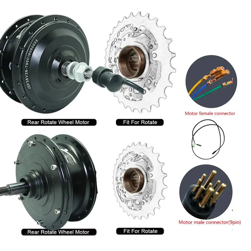 250W 500W 48V 26in 700C Electric Bicycle Brushless Gear Front Rear Hub Motor Kit