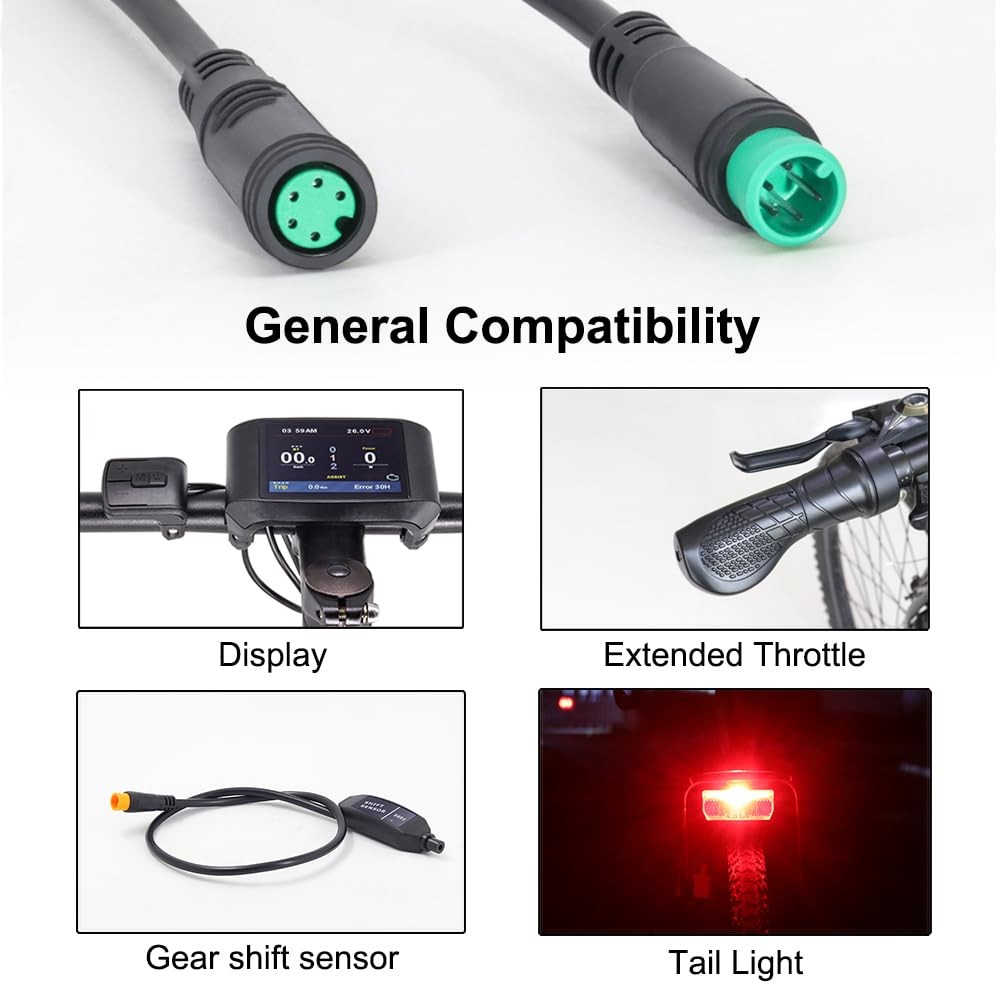 Ebike Extension Cable for Electric Bike Gear Sensor, Waterproof Connector 2 P…