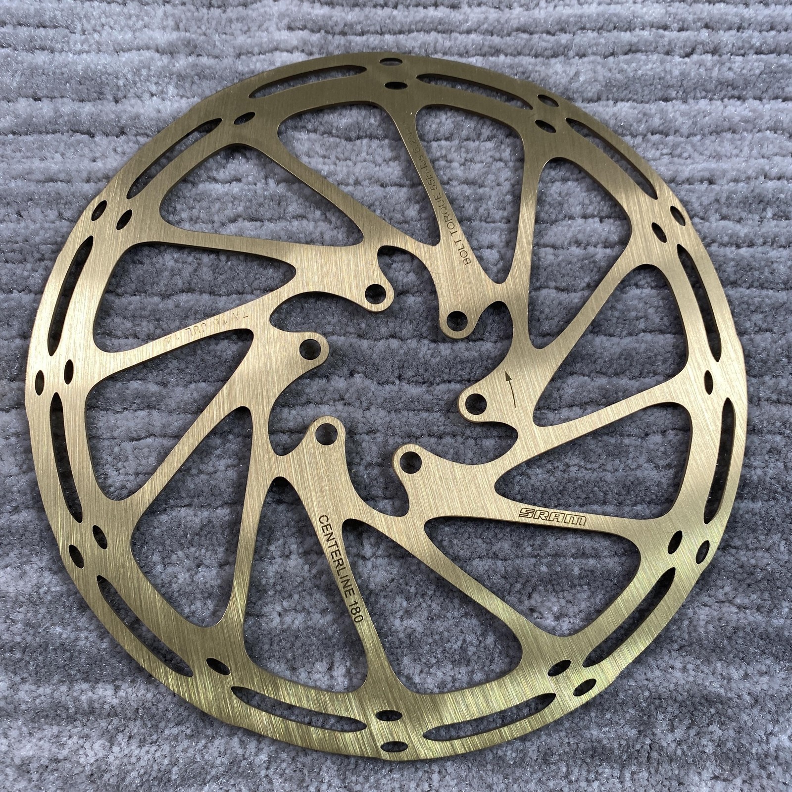 SRAM CenterLine Disc Brake Rotor 180mm 6-Bolt Gold Steel MTB Road Bike