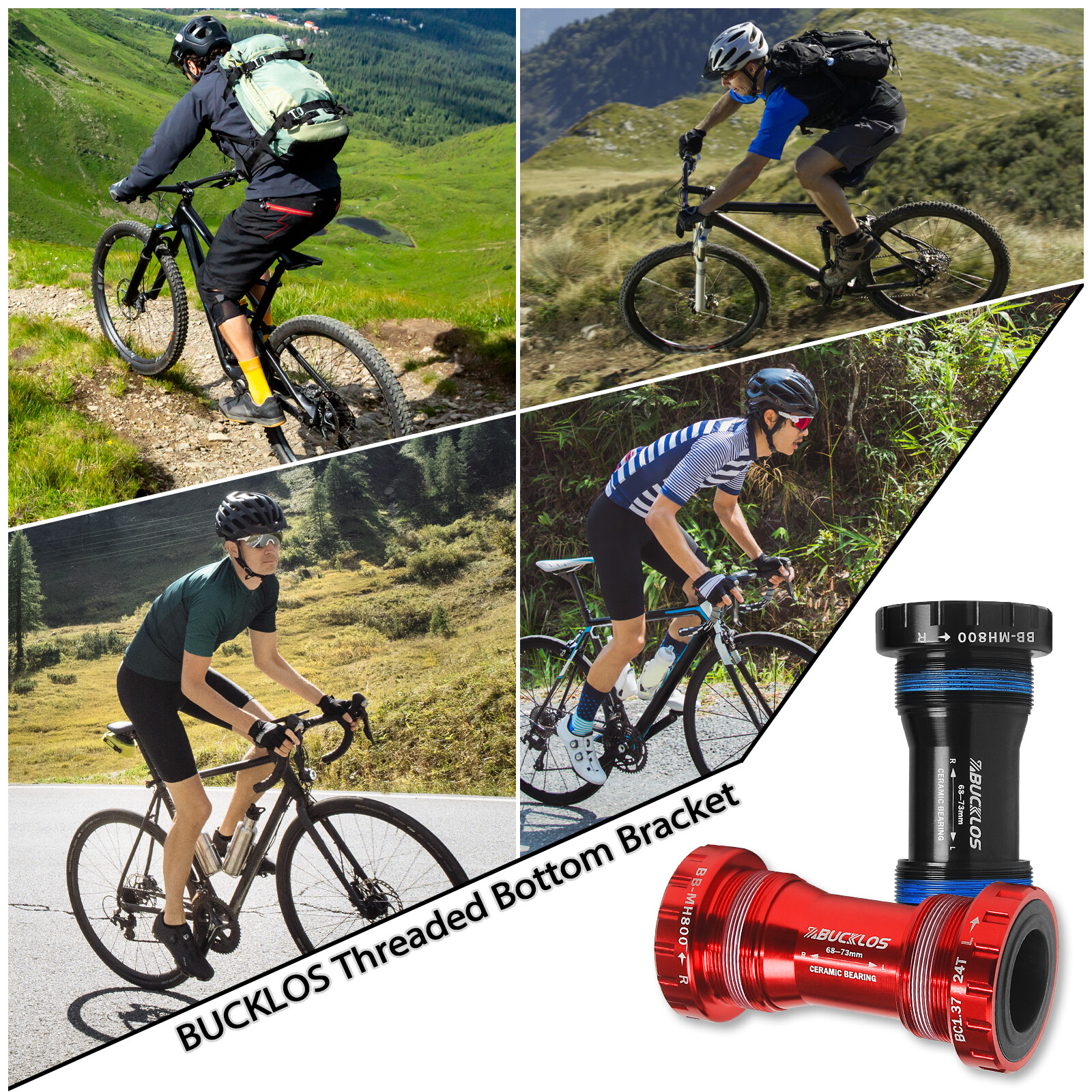 MTB BIKE BOTTOM BRACKET 68-73MM THREADED HOLLOWTECH II 24mm BEARING FOR SHIMANO