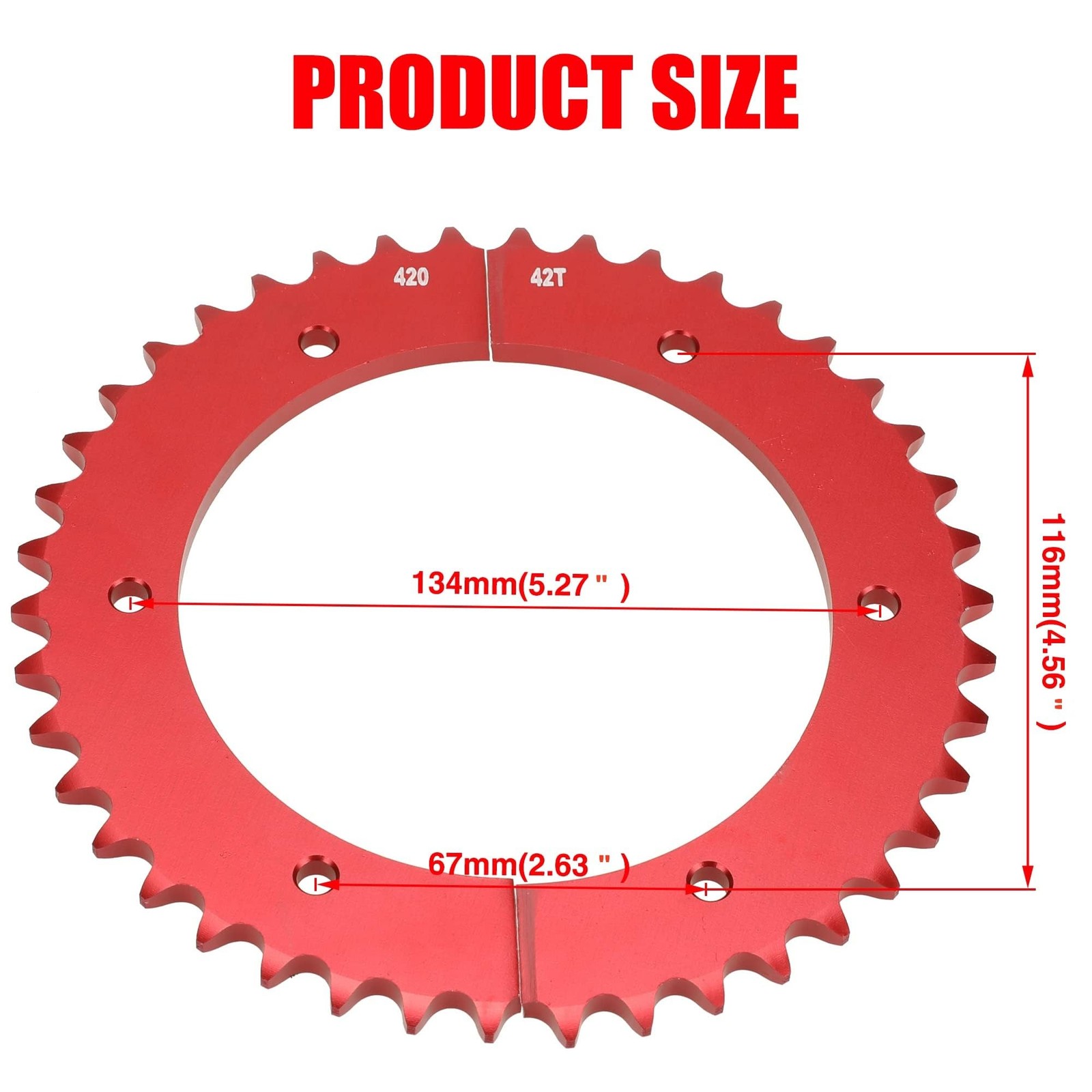Grehua Universal Split Sprocket 420 Chain 42 Tooth Rear Drive Wheel Aluminum