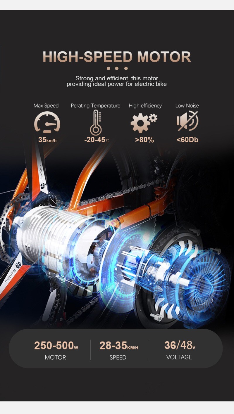 36V 48V 250W 350W 500W Electric Bike Front Rear Wheel Drive Brushless Hub Motor