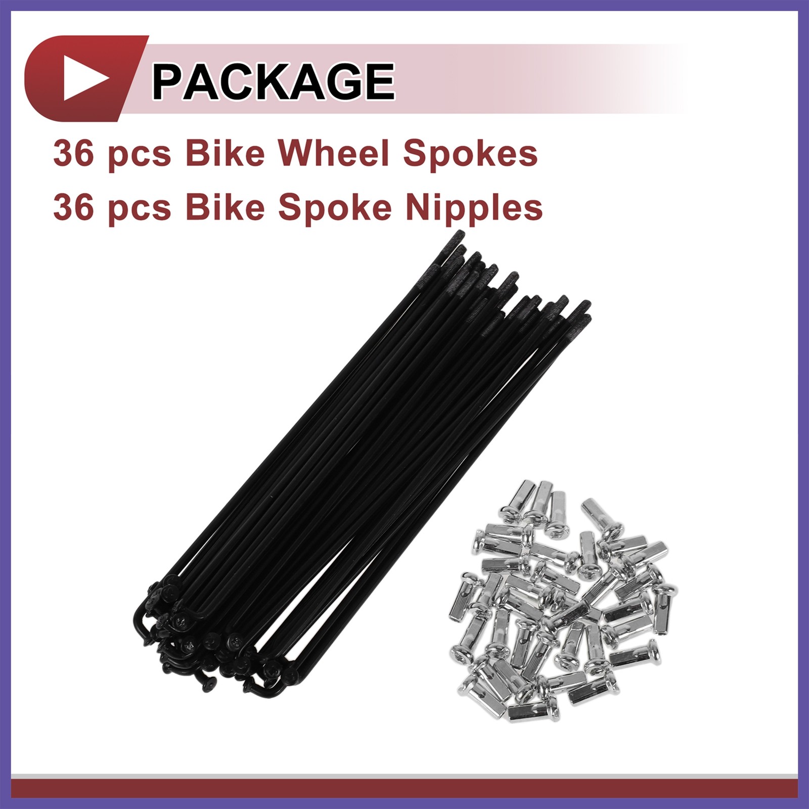 36 Set 12G Bicycle Spokes 131mm Bike Wheel Spokes 45 Steel Black