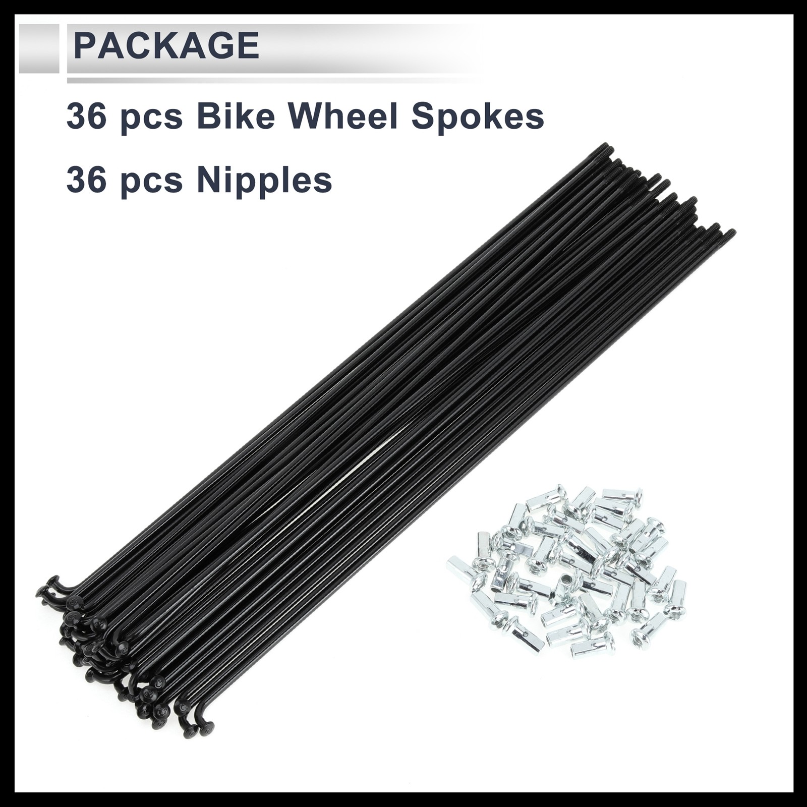1 Set 12G 245mm Length Bicycle Spokes Nipple Carbon Steel Universal