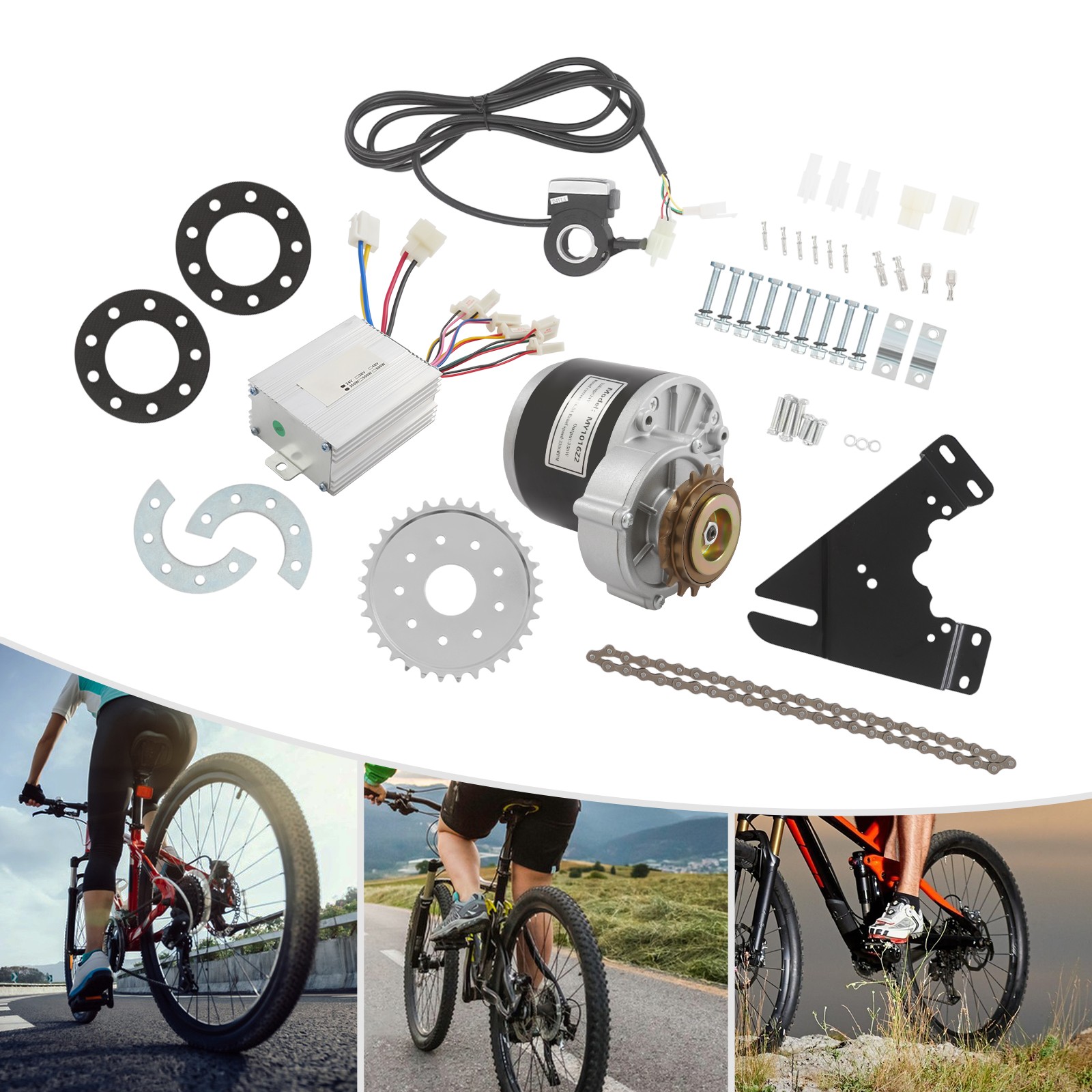 24V 350W Electric Bicycle Conversion Kit Thumb Throttle E-Bike Brush Motor Set