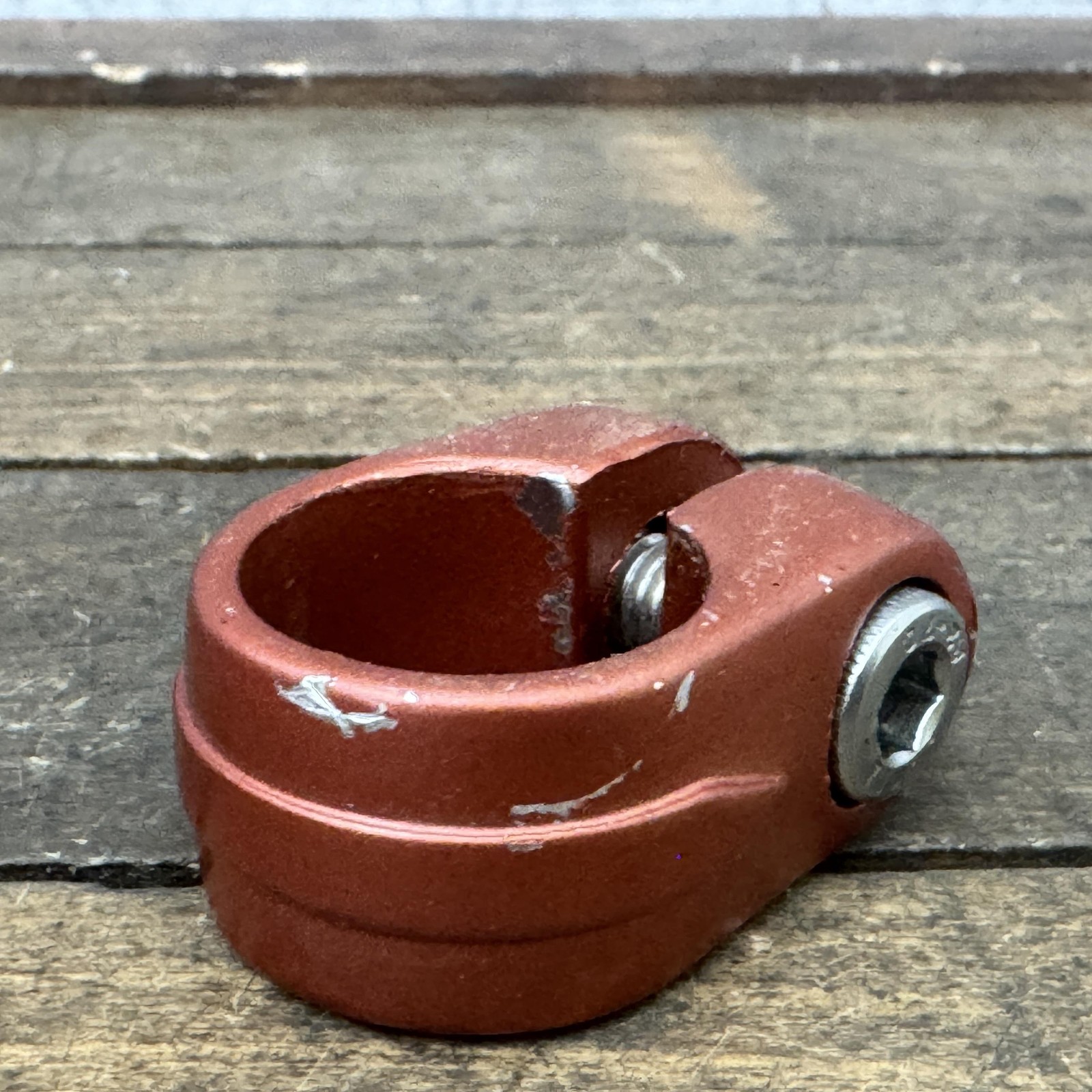 BMX Bicycle Seatpost Clamp 25.4mm Alloy Single Bolt Red Painted Cruiser
