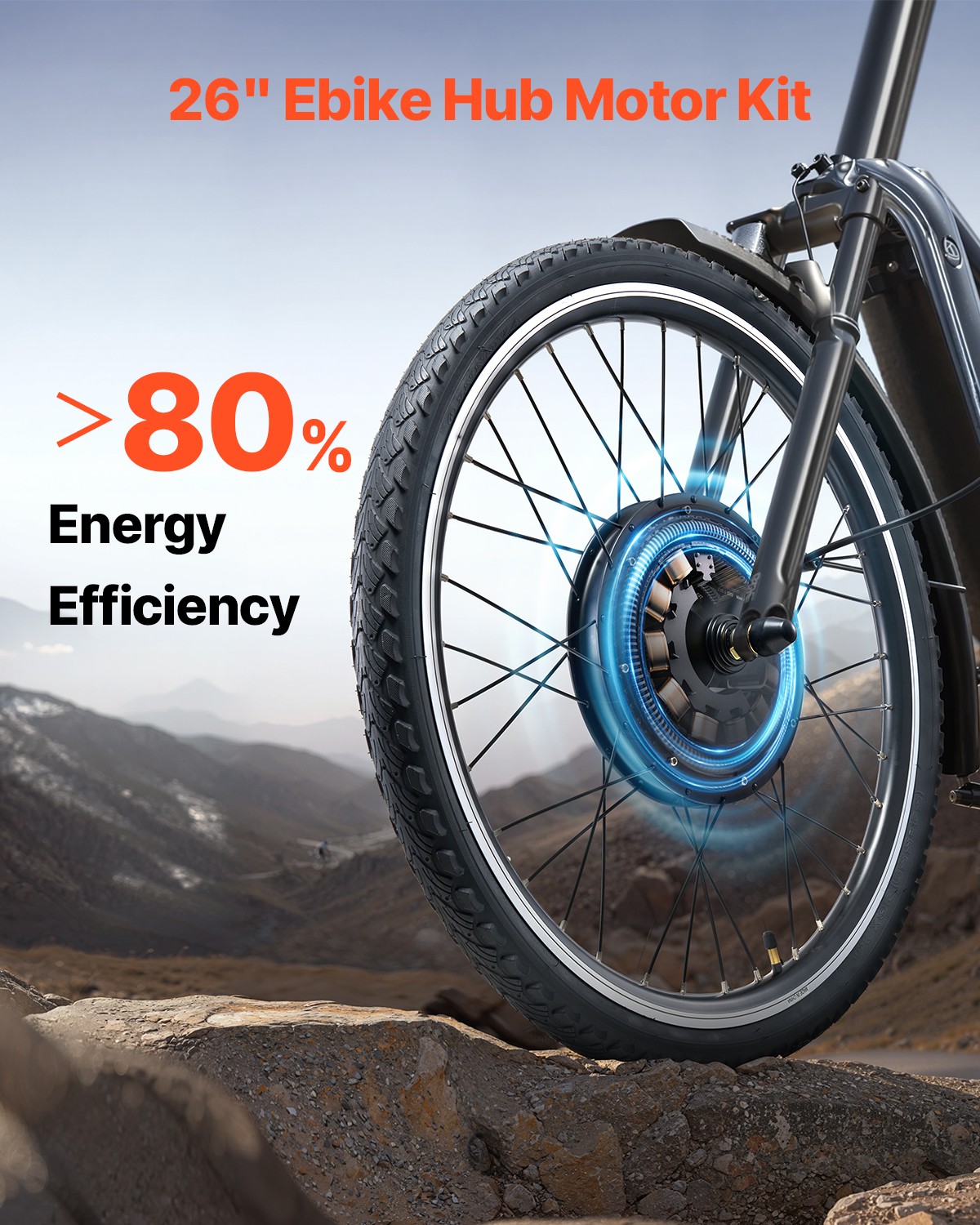 VEVOR 1000W Electric Bike Conversion Kit 48V 420rpm 26″ Front E-Bike Hub Motor