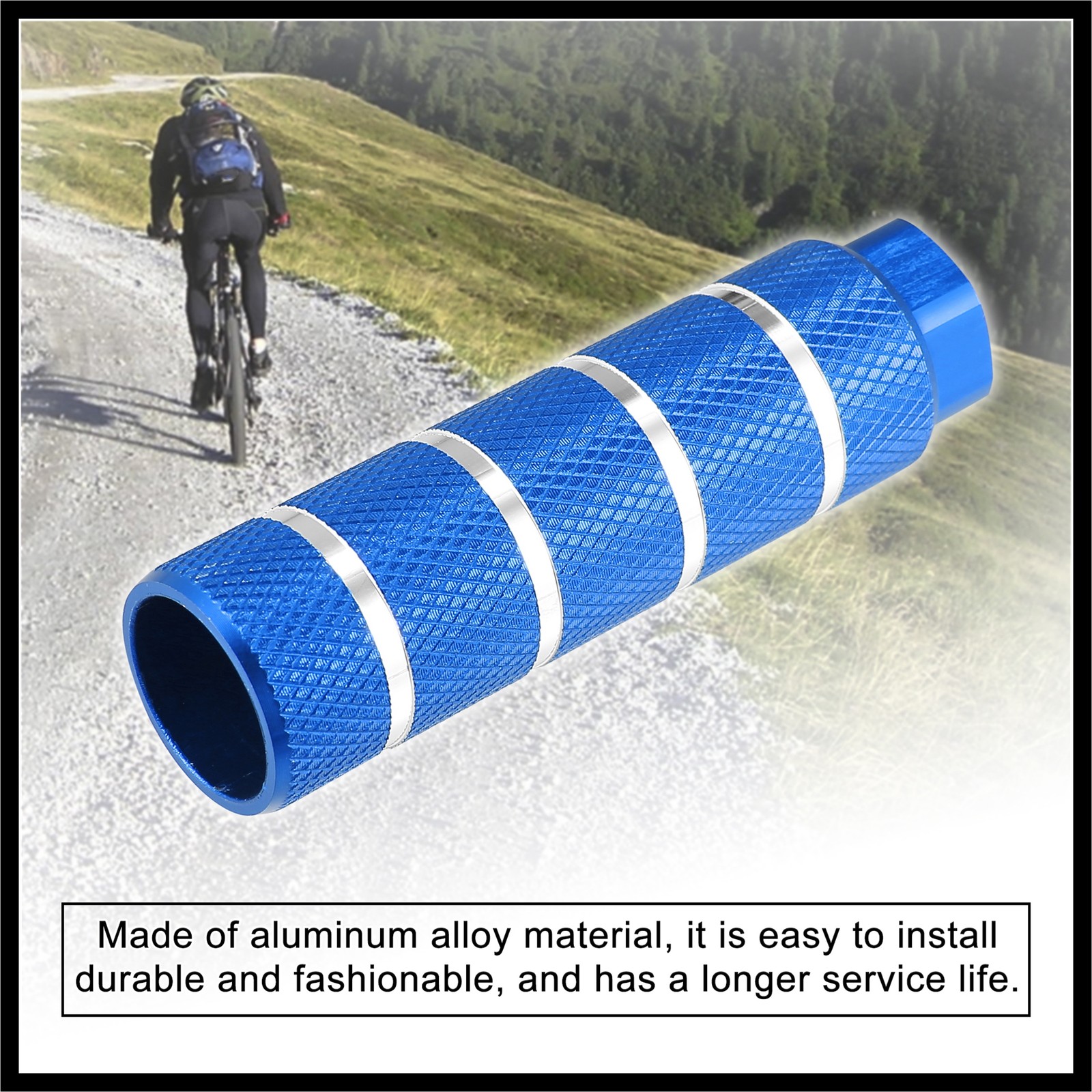 4 Pcs Aluminum Alloy Rear Foot Pegs Blue for BMX MTB Bike Fit 3/8 inches Axles