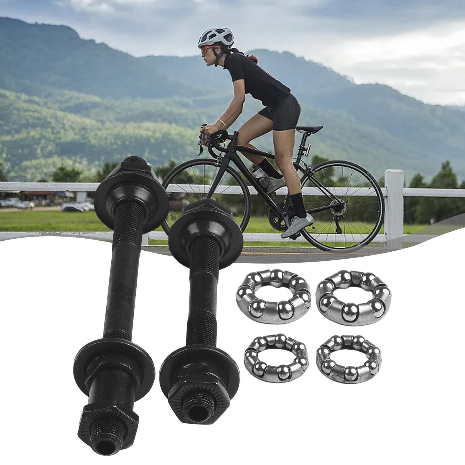 1 Set Bike Bicycle Axles Rear Front Axle Set 108mm 145mm With 1/4，3/16 Balls New
