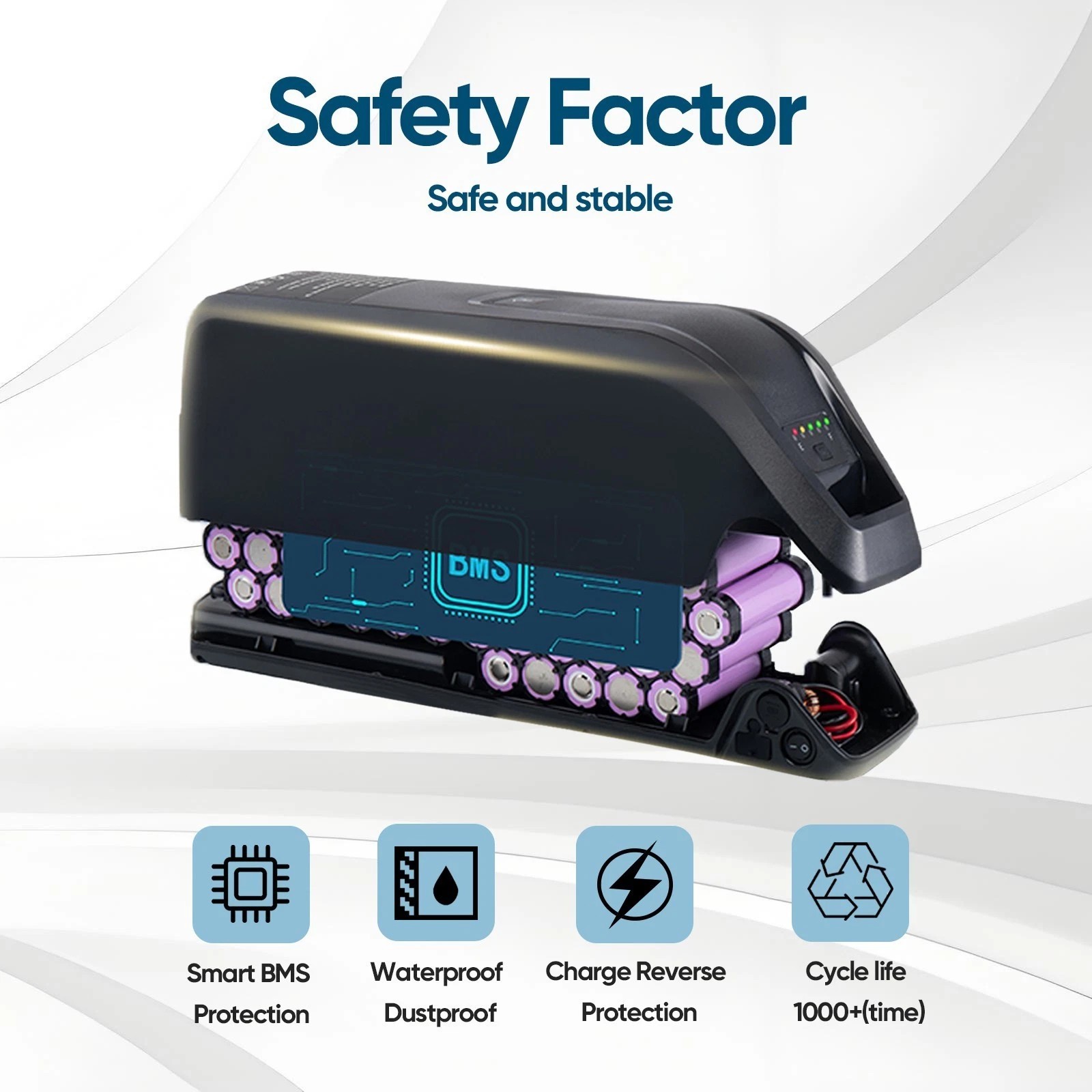 36V 48V 10AH/15AH/20AH Ebike Lithium Battery ≤1800W Motors w/ USB Port Bicycle
