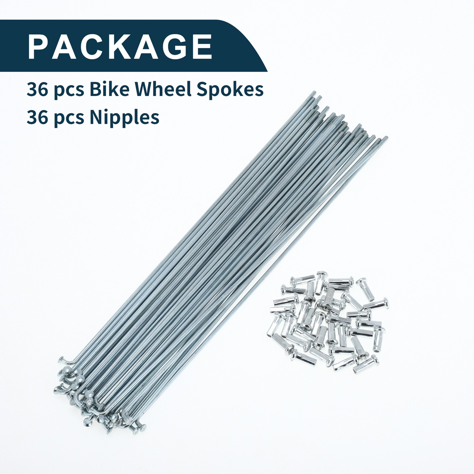 1 Set 13G 221mm Length Bicycle Spokes Nipple 45 Steel Galvanized Universal