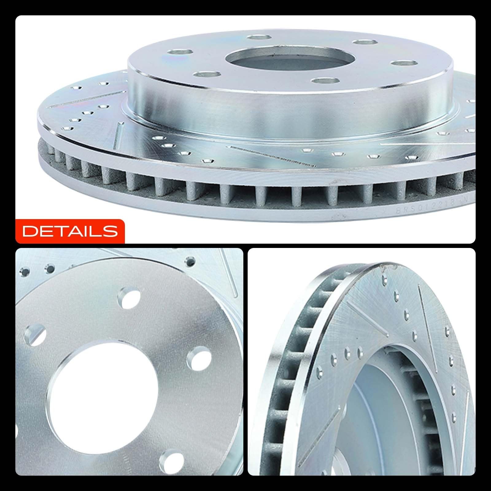 A-Premium 12.01 inch (305mm) Front Drilled and Slotted Disc Brake Rotors Comp…