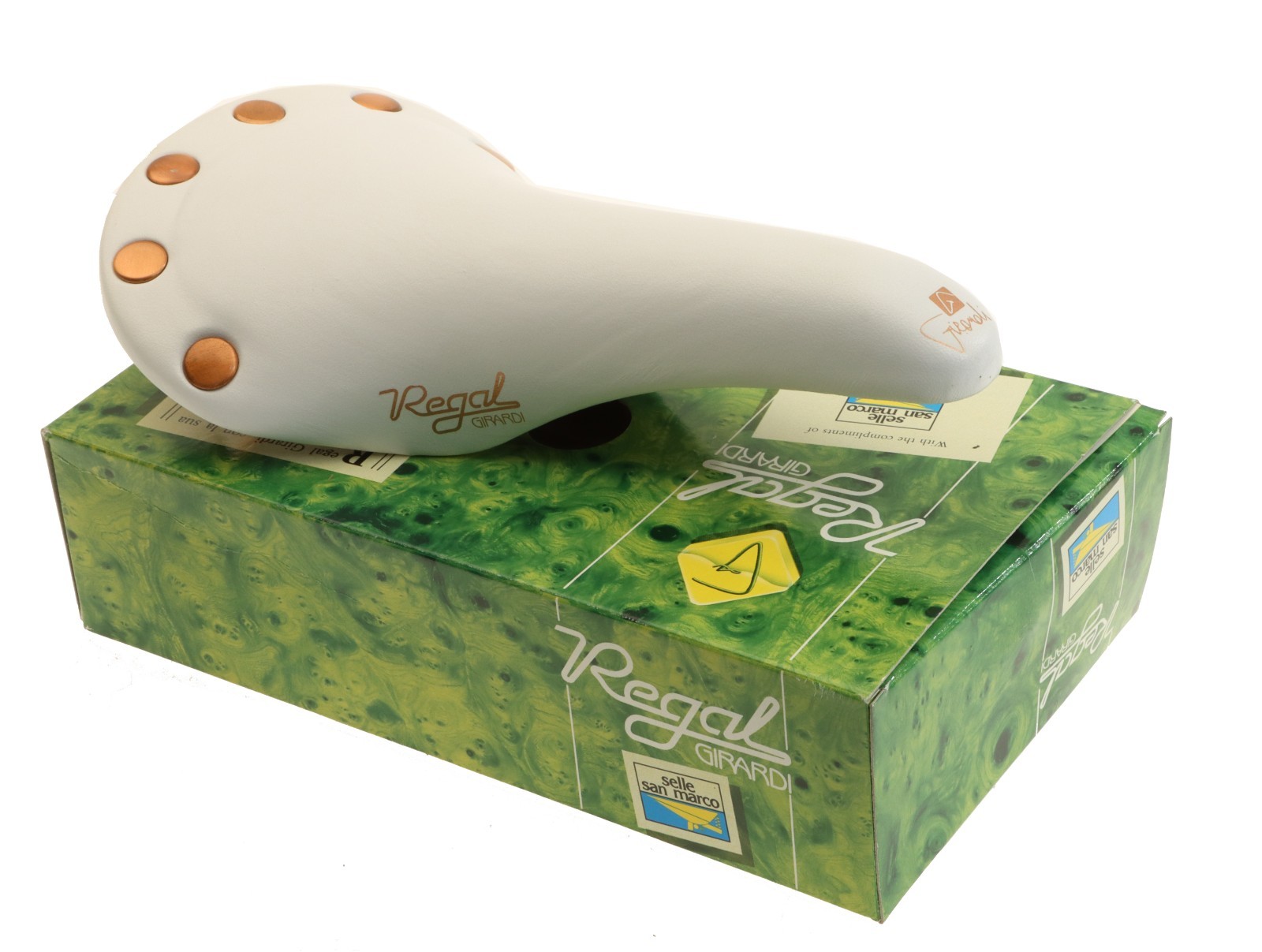 Selle San Marco Regal Girardi White Leather Saddle Copper NEW in Box NOS