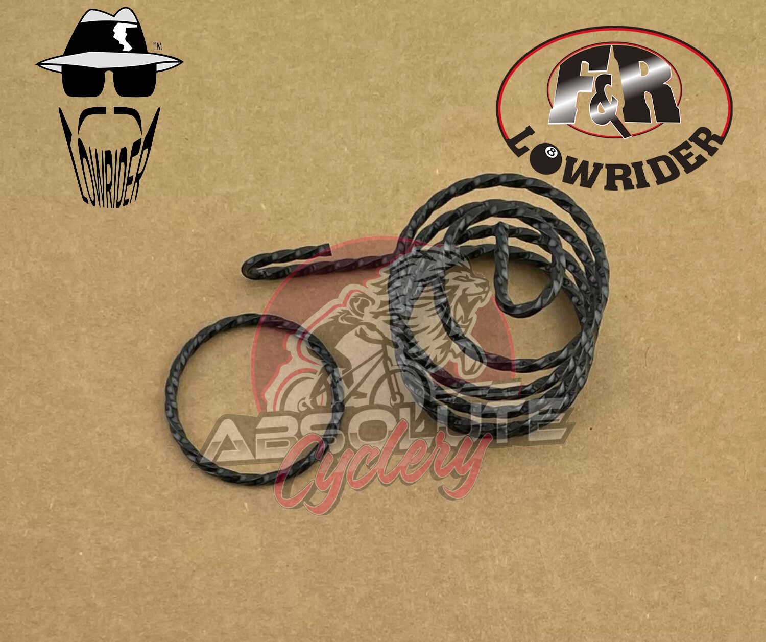 F&R ORIGINAL LOWRIDER BICYCLE STEEL SQUARE TWISTED BLACK BASEBALL BAT HOLDER.