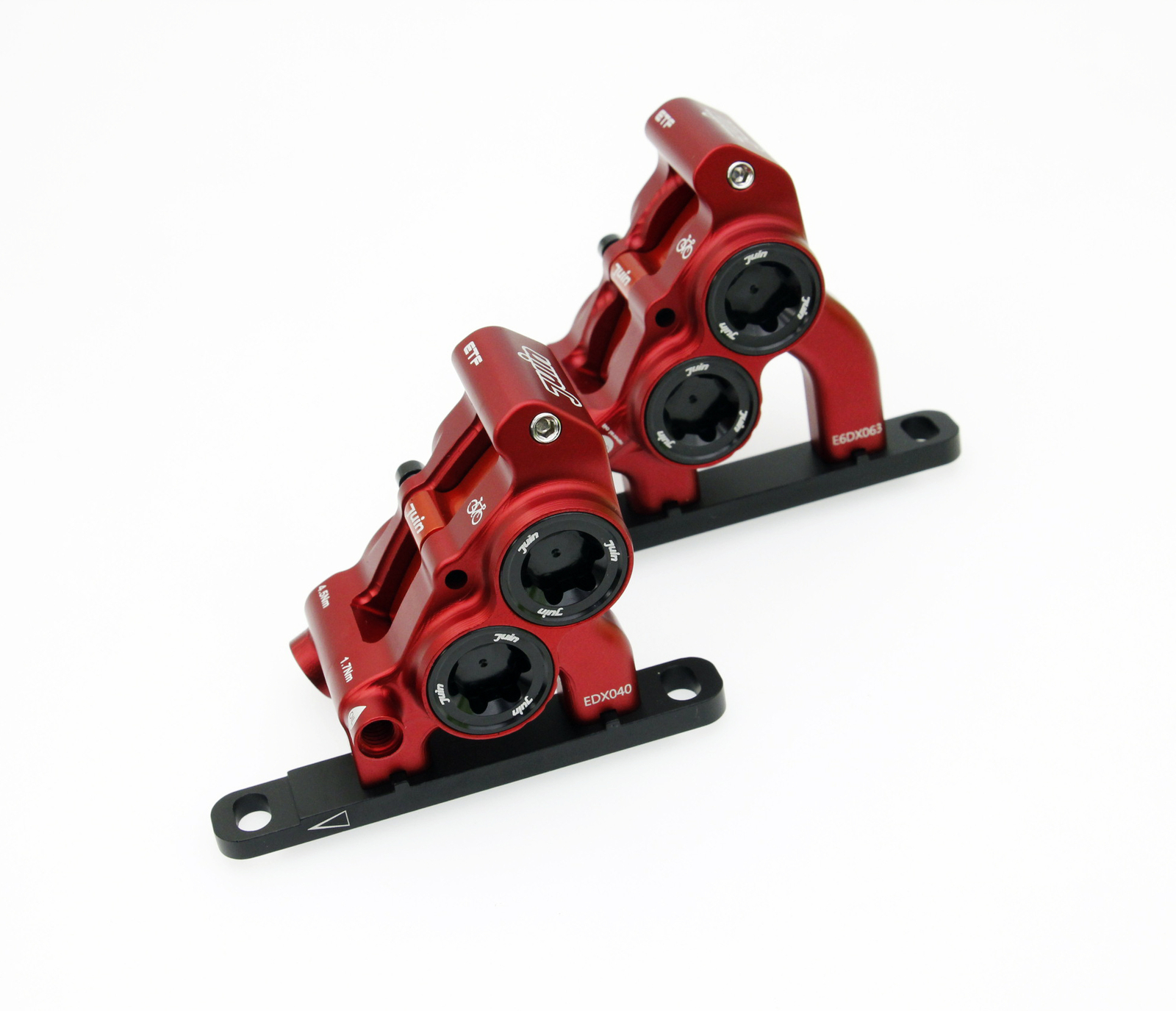 Red Juin Tech ETF 4-Piston Flat Mount Hydraulic Brake Fit Shimano 160/140mm Road