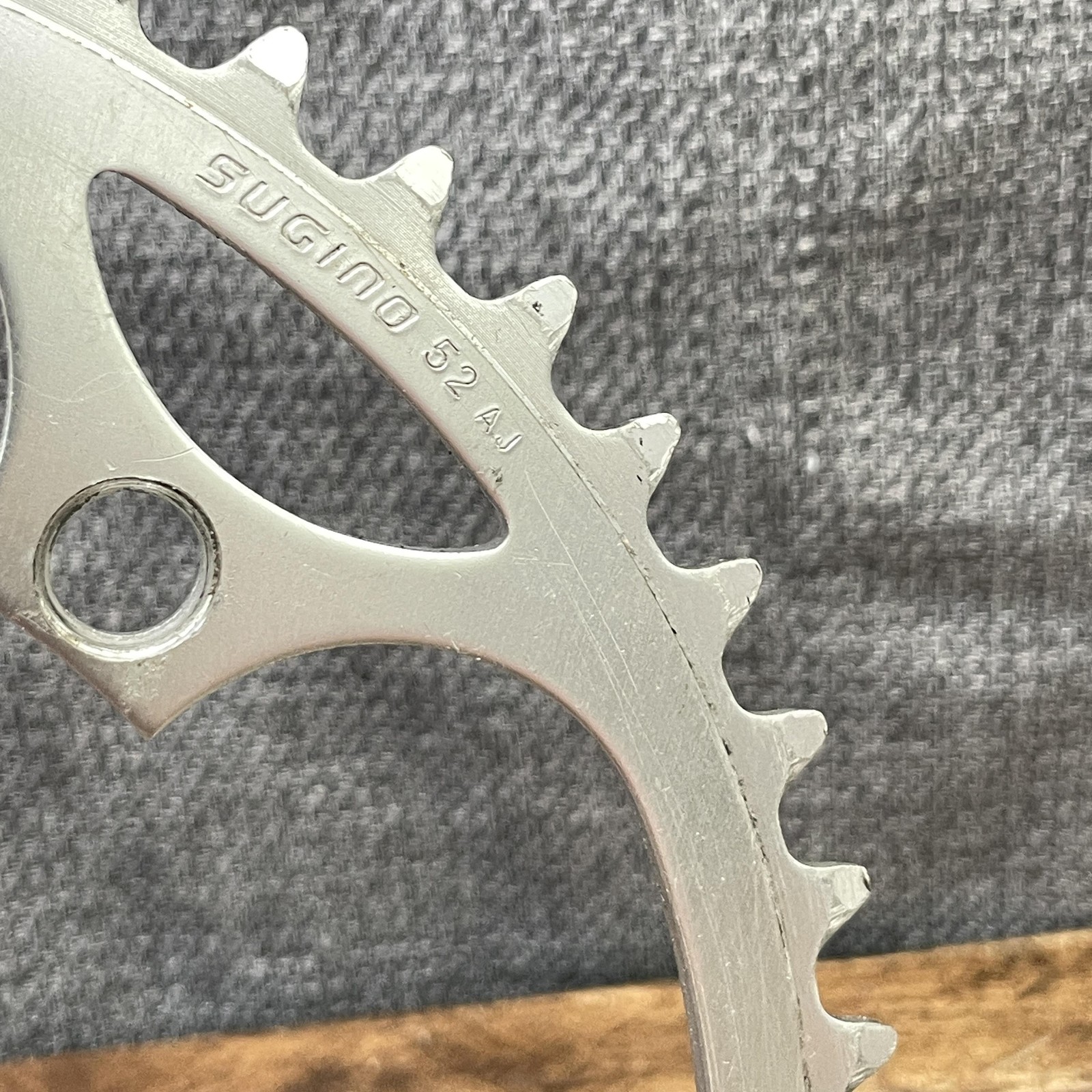 Vintage Sugino 52/42T Chainring Set 144 BCD 5-Arm Silver Road Race Alloy AJ