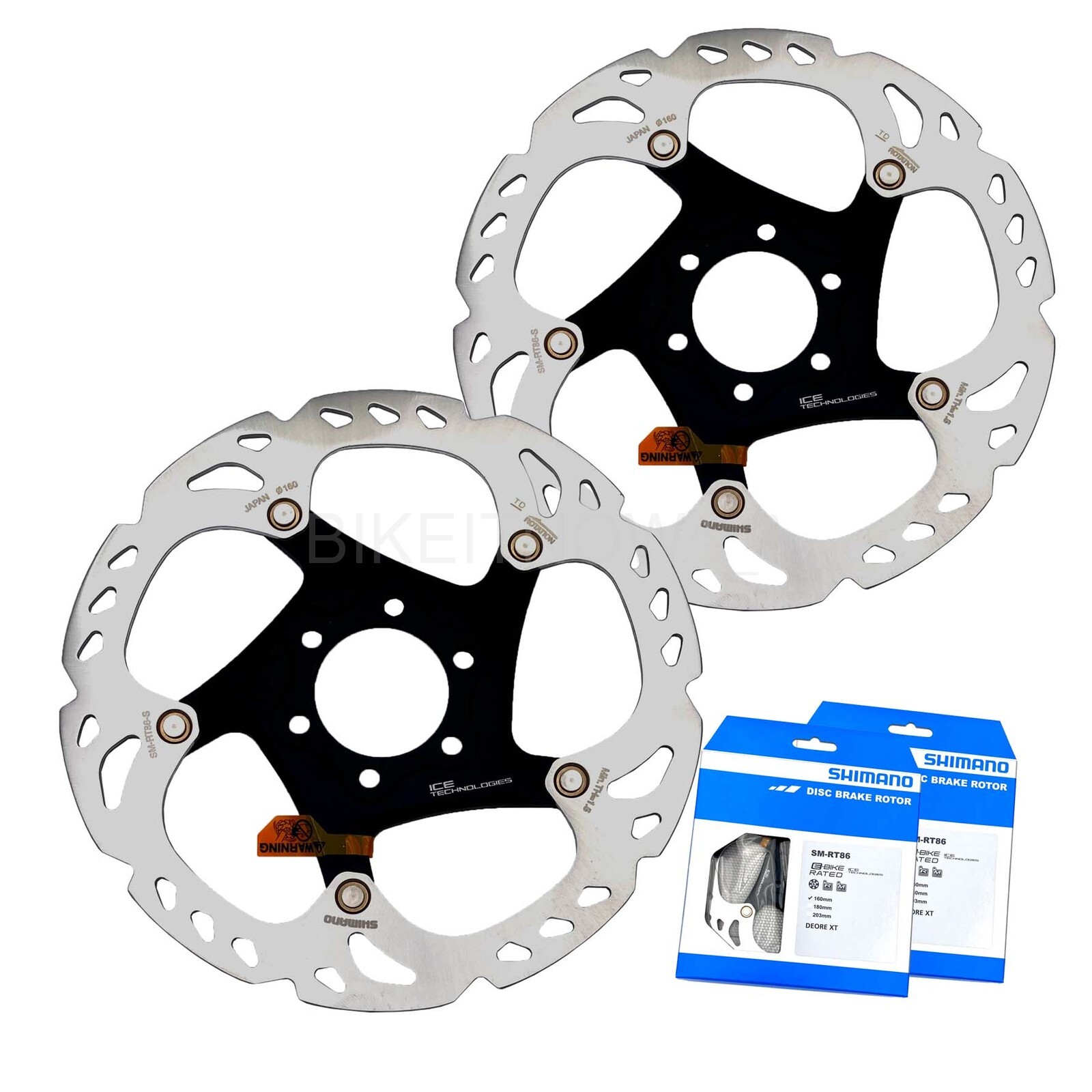 2x Shimano XT SM-RT86 RT86S 160mm 6-Bolt IceTech Disc Brake Rotor ISMRT86S2