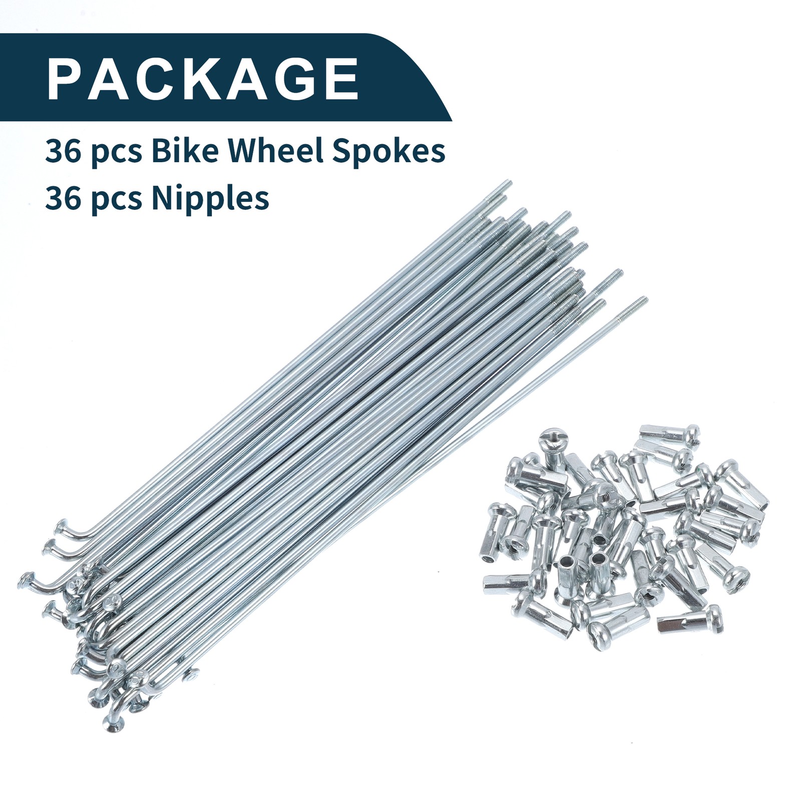 1 Set 13G 148mm Length Bicycle Spokes Nipple 45 Steel Galvanized Universal
