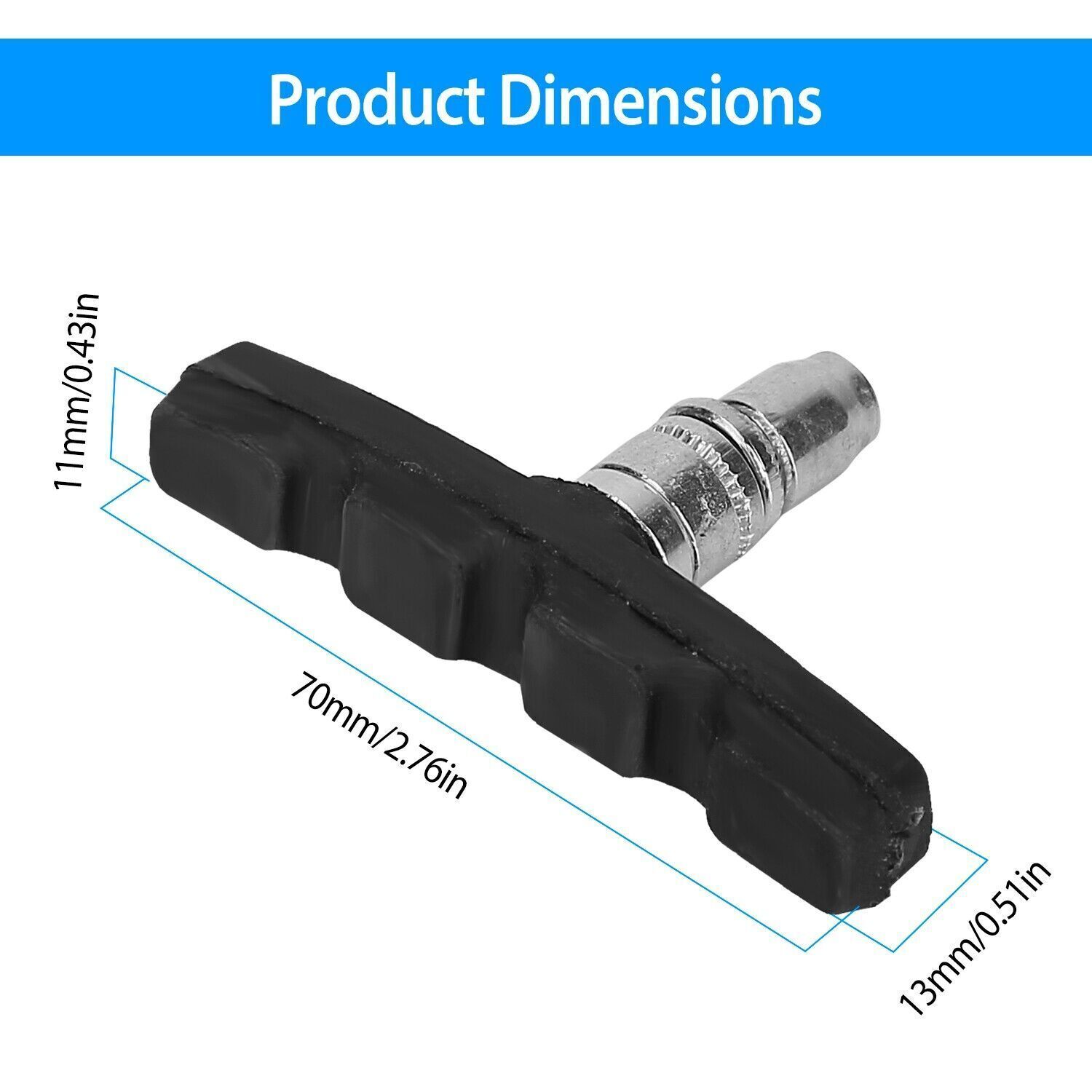 5 Pairs Bike Rubber Brake Pads Bicycle V-Brake Blocks 70mm Non-Slip Stop Caliper