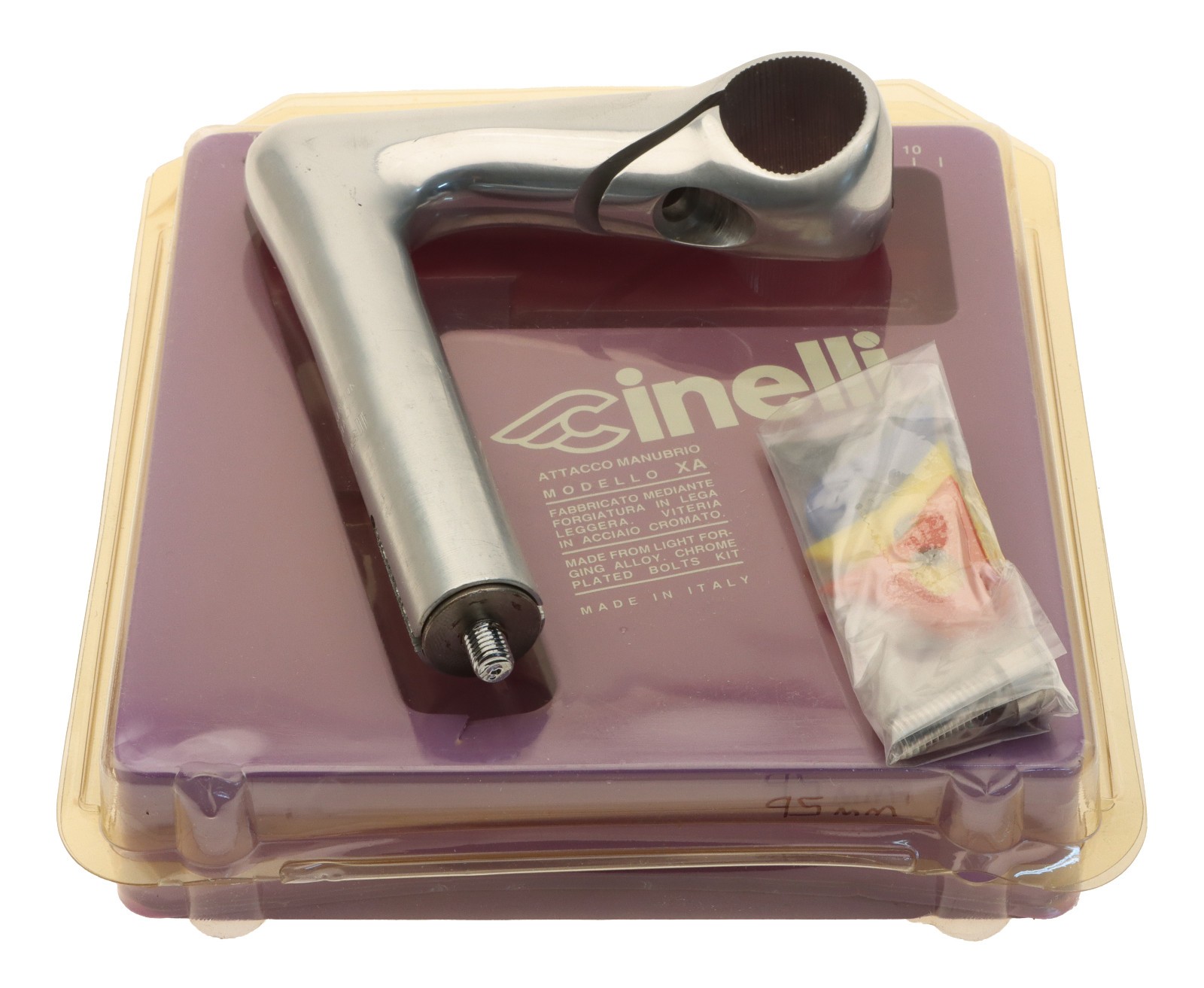 Cinelli 1″ X/A 22.2mm Quill Stem 95mm 26.4mm Clamp Silver -17° XA NEW in Box NOS