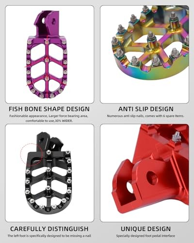 Dirt Bike Pegs,Motorcycle Foot Pegs MX Foot Pedals Rests CNC for Light purple