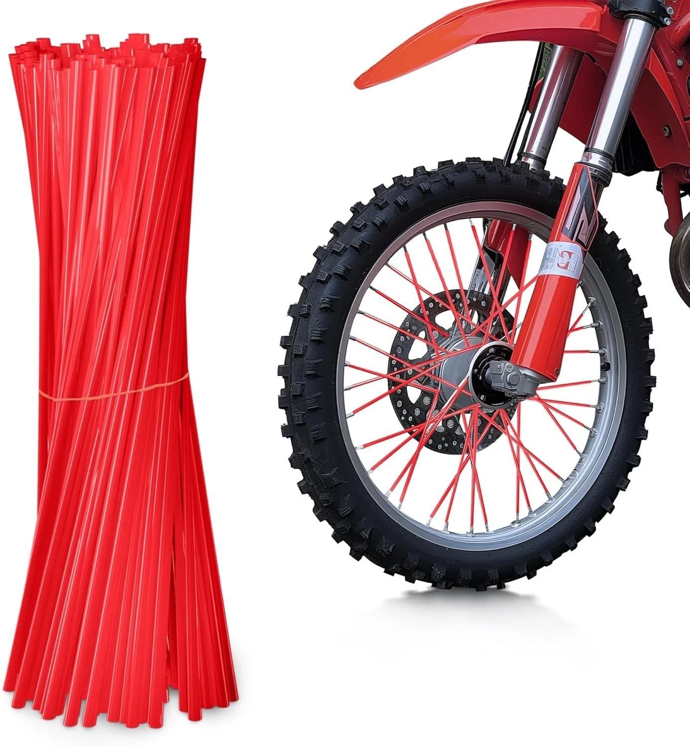 72PCS Motorcycle Dirt Bike Spoke Skins Covers Wheel Rim Guard Protection Wraps