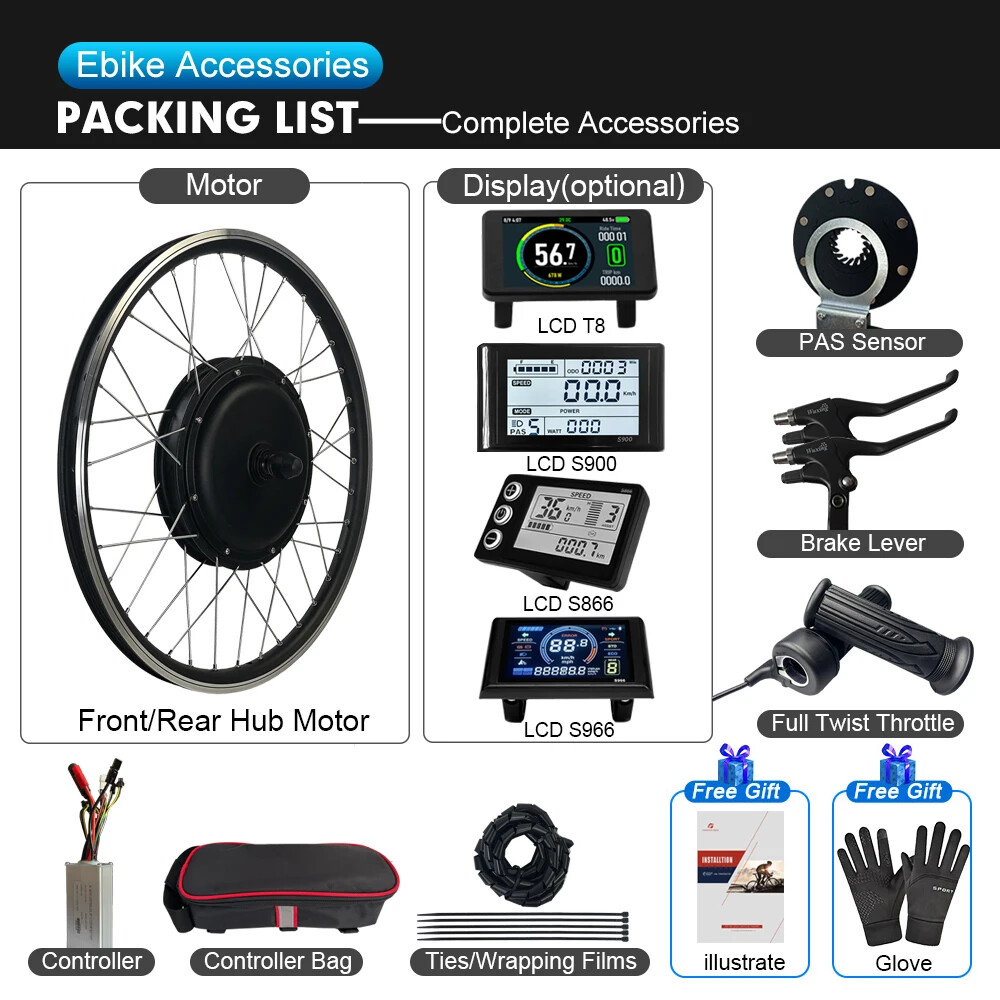 20-29 Inch 700C Electric Bike 36/48V 500W Brushless Front Rear Wheel Hub Motor