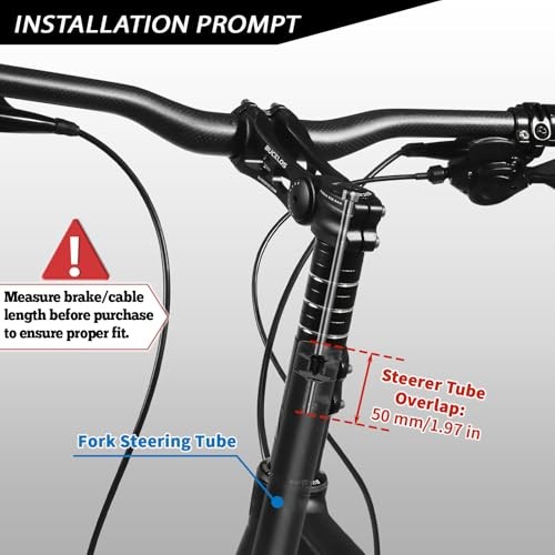 Bike Stem Riser Extender MTB, 1-1/8″ 28.6mm Bike Fork Stem, Handlebar 100mm