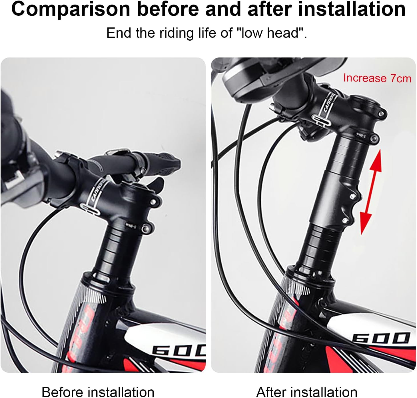 Mountain Bike Handlebar Front Fork Stem Riser Extender Extension Head Up Adaptor