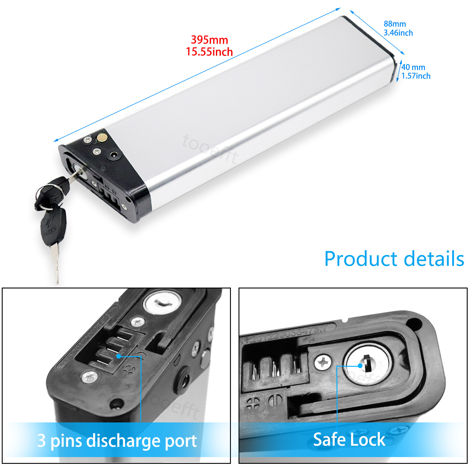 36V 10.4Ah battery for Ancheer max VIVI F20 Zipper z4 URBAN RIDER PVY MYATU Bike