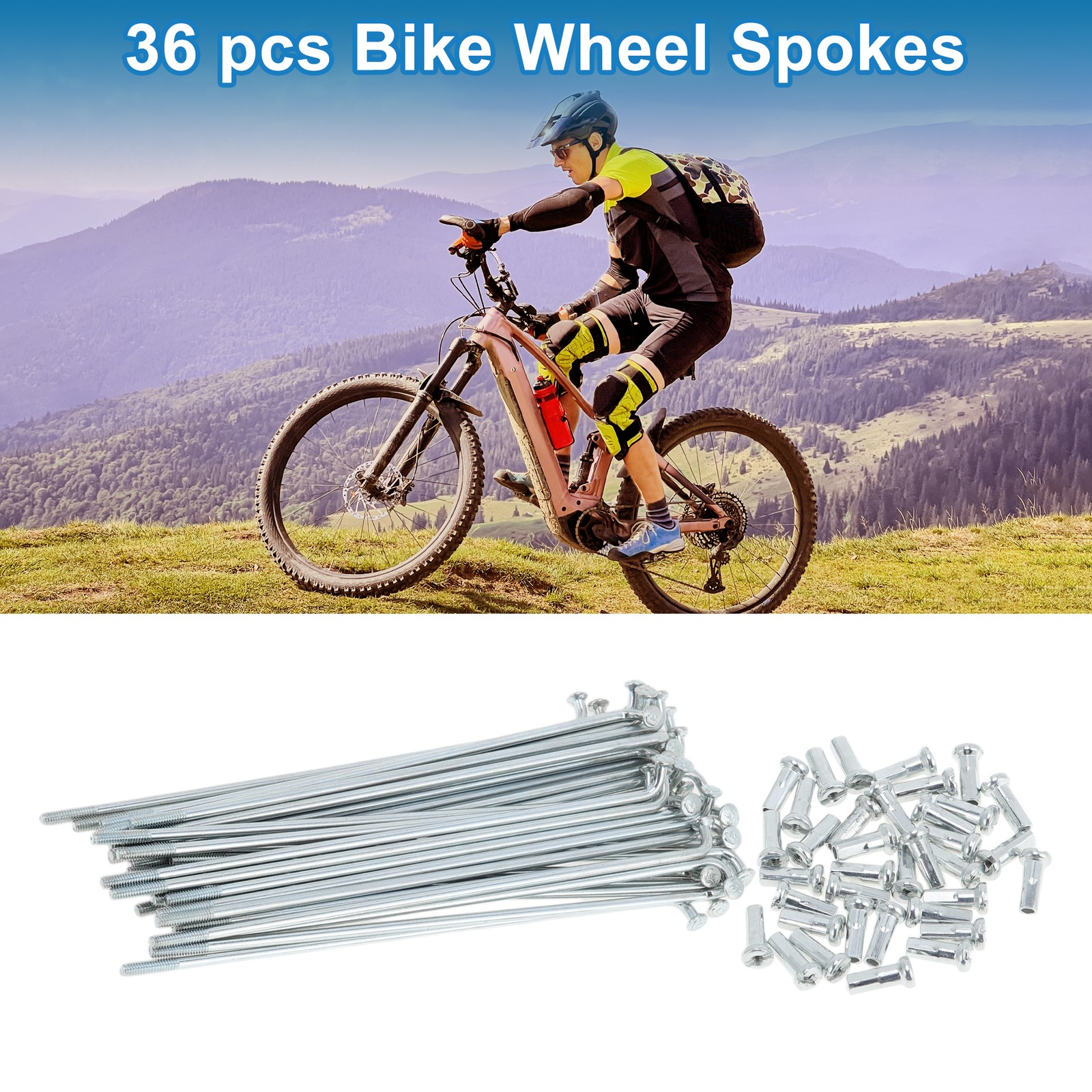 36 Set 14G Bicycle Spokes 97mm Bike Wheel Spokes Galvanized Carbon Steel
