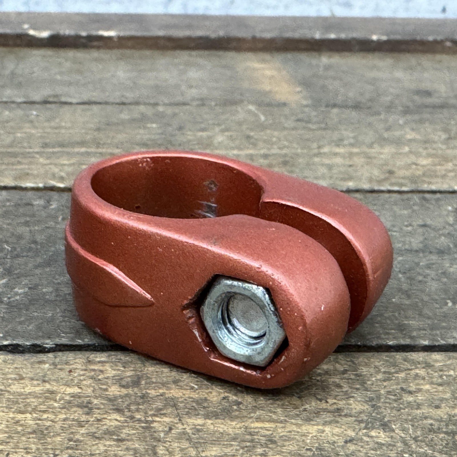 BMX Bicycle Seatpost Clamp 25.4mm Alloy Single Bolt Red Painted Cruiser