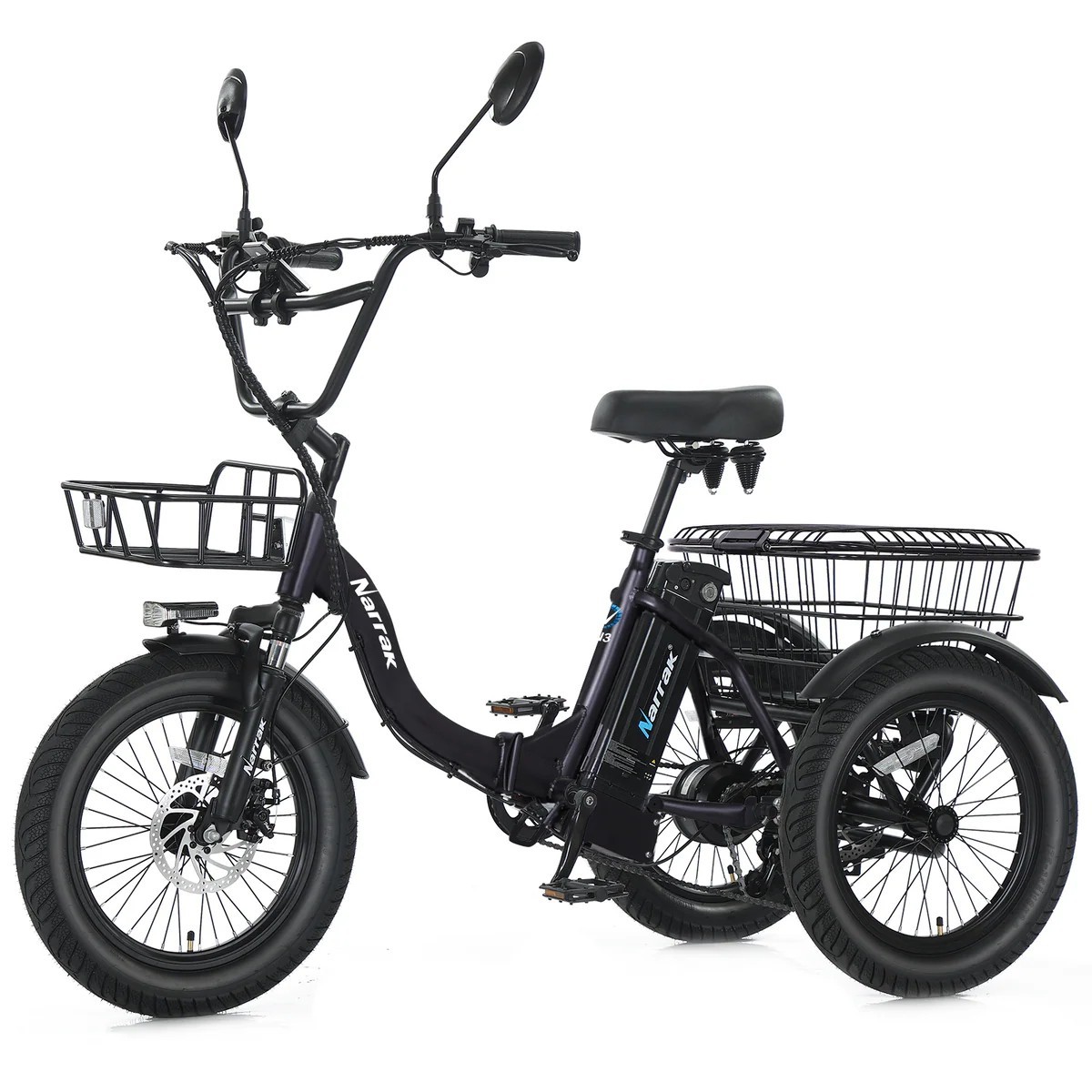 NARRAK Fat Tire Folding Electric Trike Peak Adults Shimano 7-Speed S180 N8 N6 N3