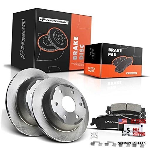 12.80 in (325mm) Disc Brake Rotors + Ceramic Pads kit Compatible Rear Vented