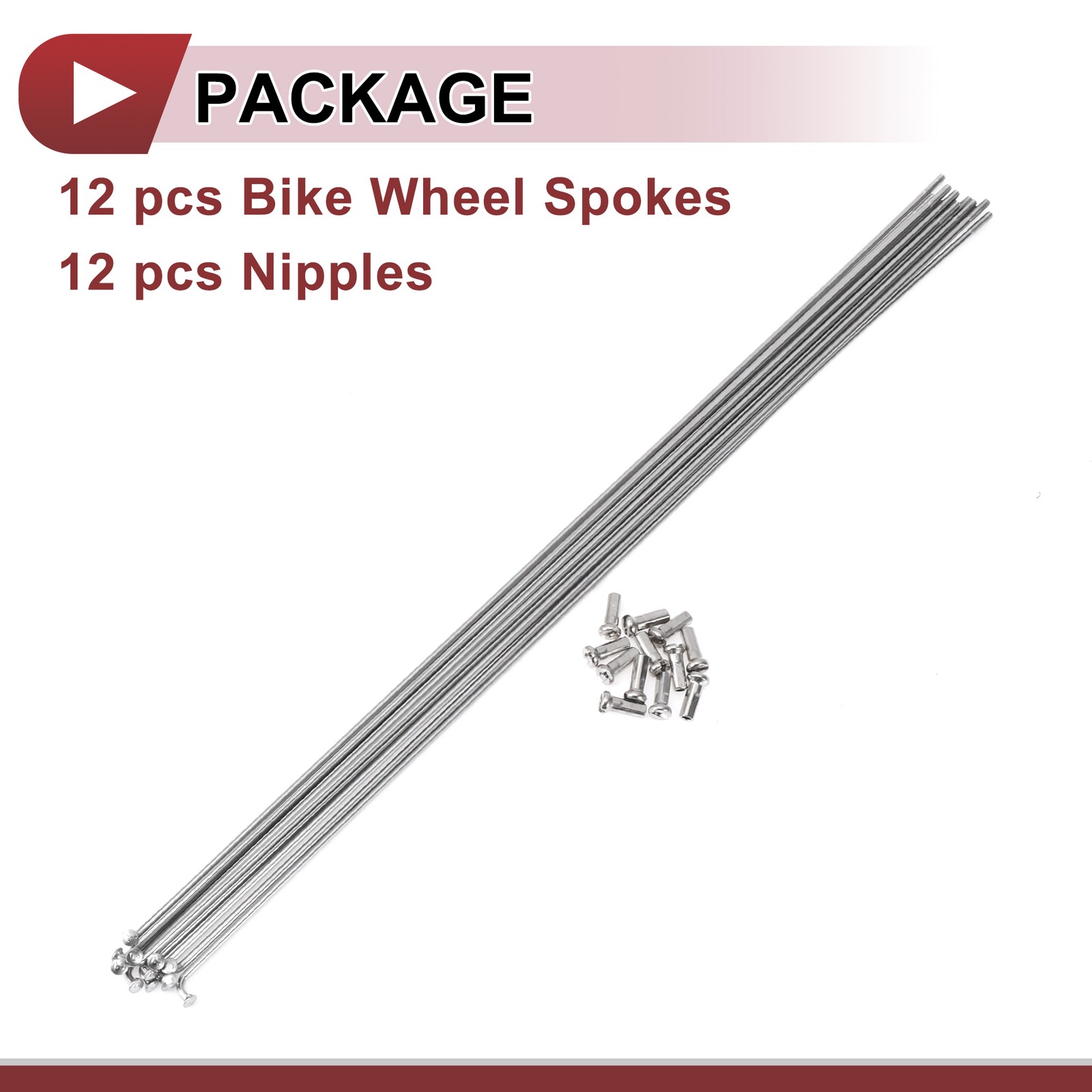 12 Set 14G Bicycle Spokes 305mm Bike Wheel Spokes 304 Stainless Steel