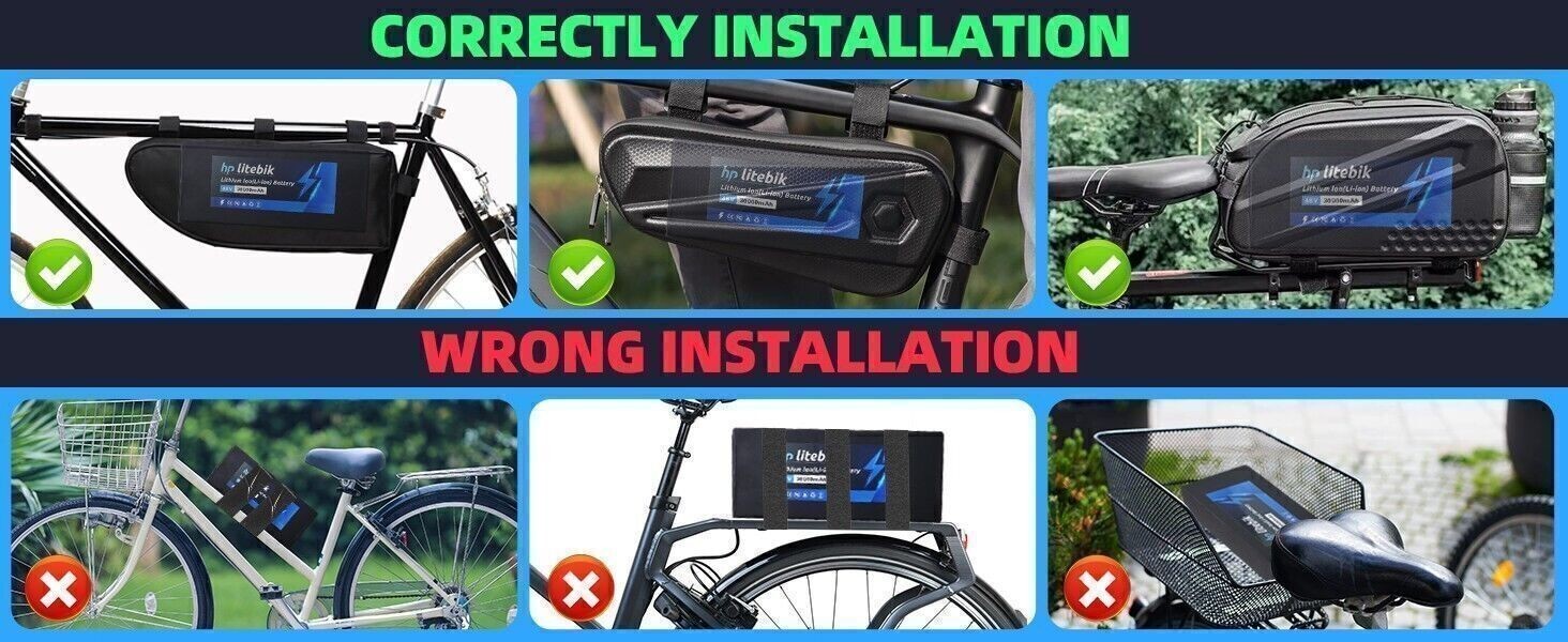 52V 30Ah 30000mAh 200-2600W Electric Bike Bicycle Ebike Lithium Battery 50A BMS