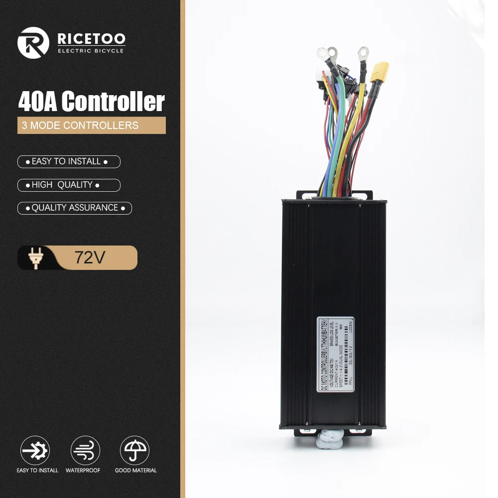 Three Mode 40A Sine Wave Controller 36/48/52/72V For Ebike Tricycle E-Scooter