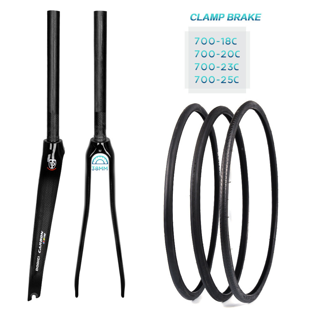 1-1/8 in Full Carbon Fiber Bicycle Fork 700C Rim Brake Racing Road Bike Forks QR