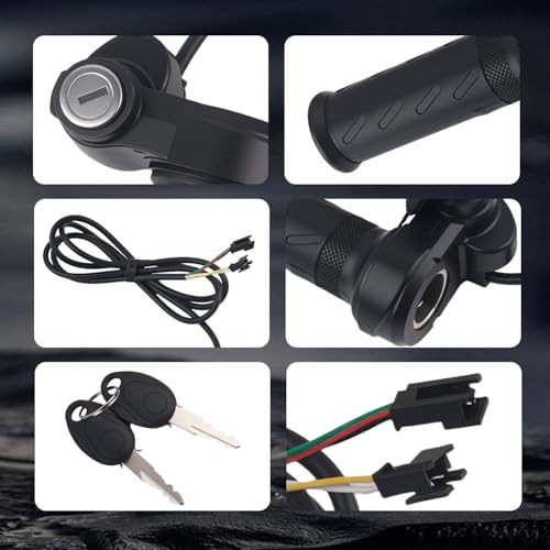 Full Twist Throttle Ebike Grip with 2 Keys,Rubber Ebike Throttle for Speed
