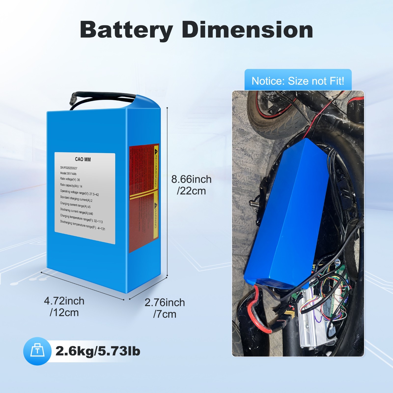 36V/48V 10Ah/14Ah/20Ah Ebike Lithium battery for Electric Bike 100W-1200W Motors