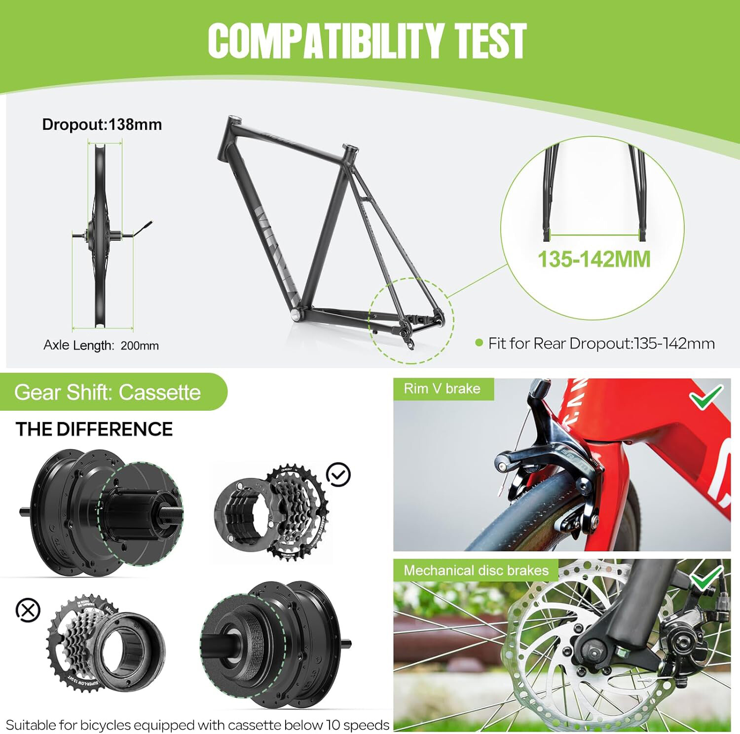 Bafang 48V750W For 26″ 27.5″ 700C E-bike Rear Hub Motor Conversion Kits USA Ship