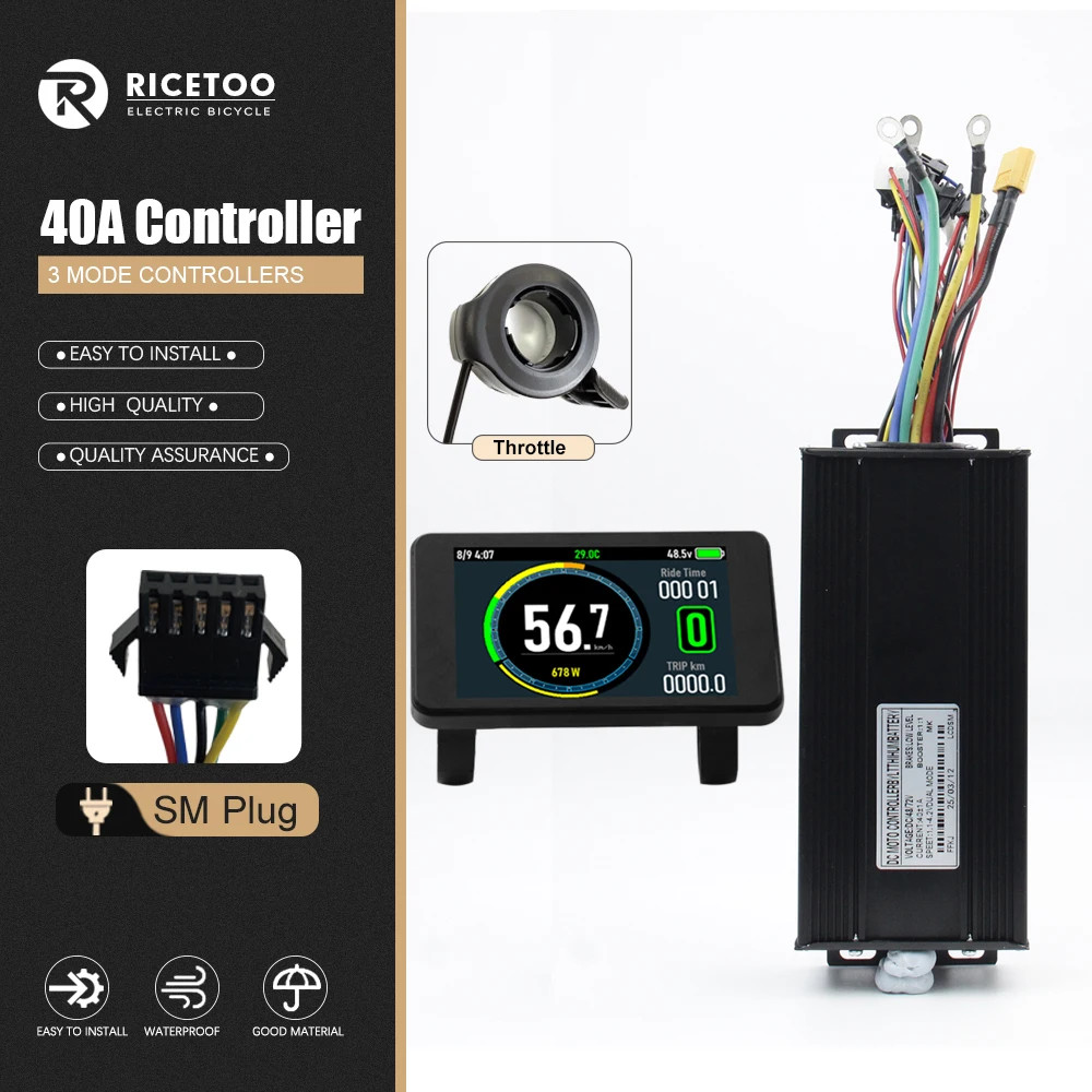 Three Mode 40A Sine Wave Controller 36/48/52/72V For Ebike Tricycle E-Scooter