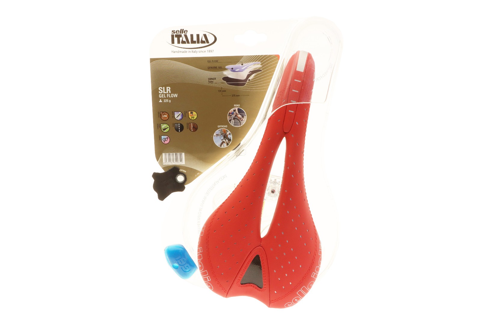 Selle Italia SLR Gel Flow Saddle Vanox Rails Red Perforated Leather 2010 NOS NEW