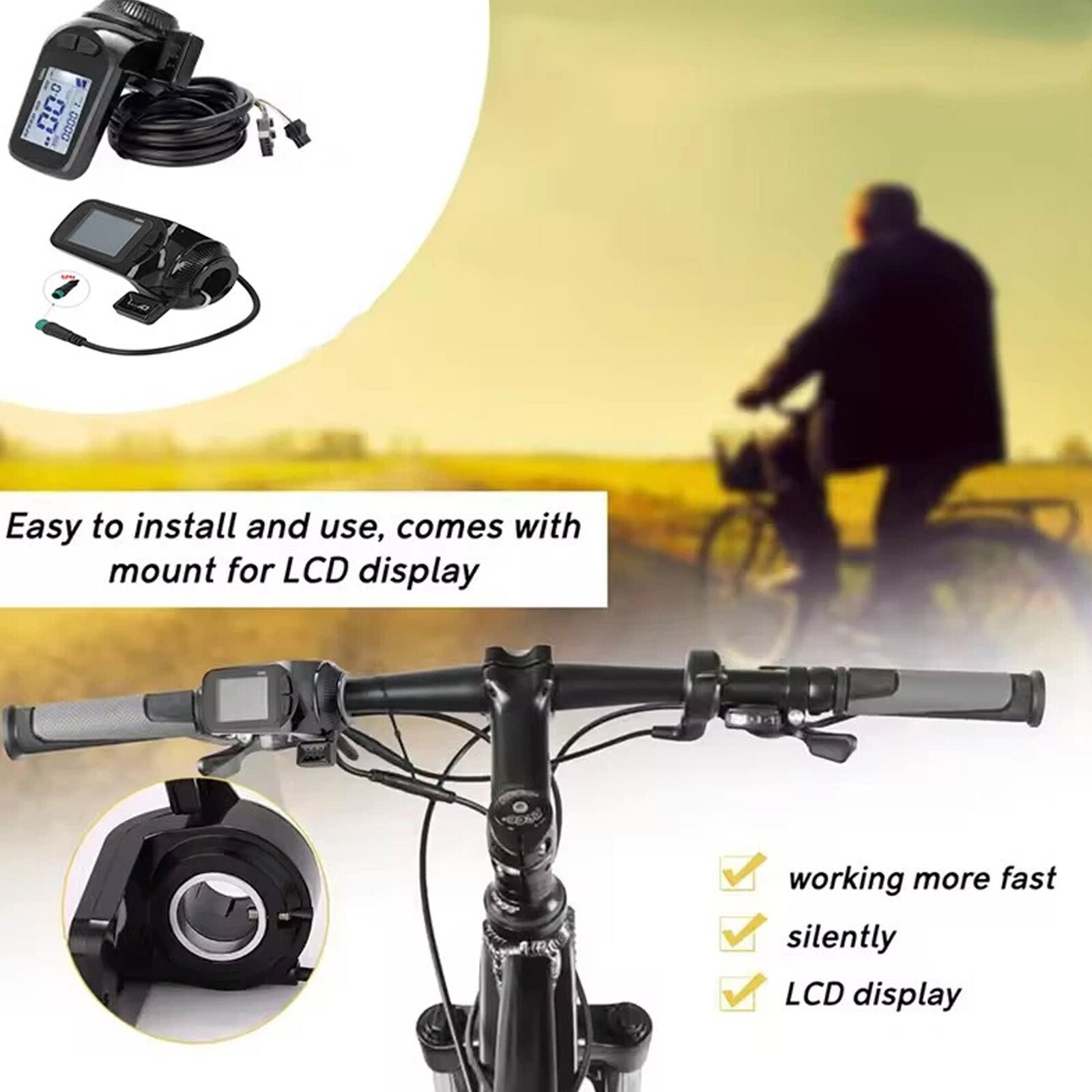 24V 36V 48V S886 E-Bike 2 in 1 LCD Speed Meter Thumb Power Throttle Display